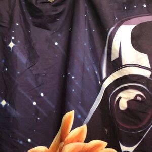 Starry Galaxy Graphic Panel in Deep Navy with Orange Accent